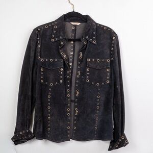 Tres Jolie Accessories Black Suede Blazer with Eyelet Accents